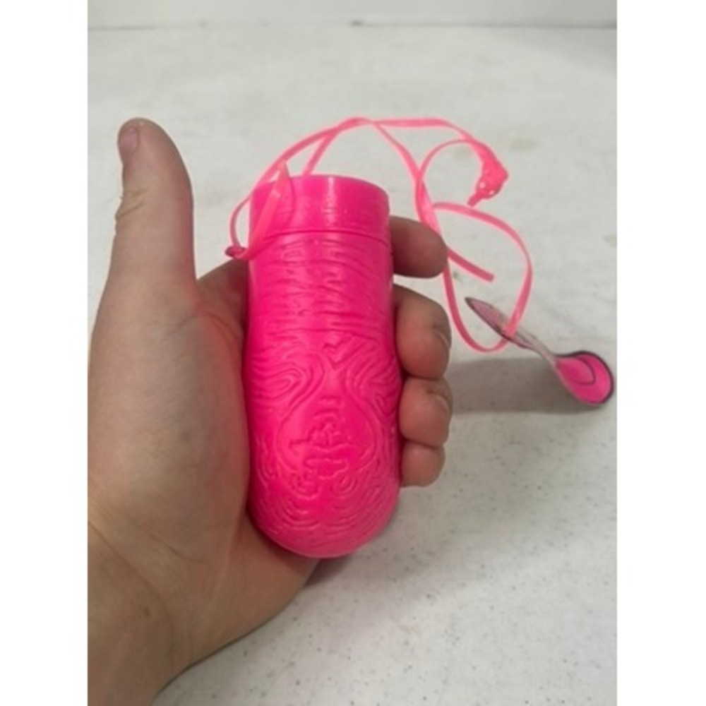 Vintage Bubble Thumb Gum Neon Pink Novelty Candy Container Sealed New Old Stock - Picture 2 of 4